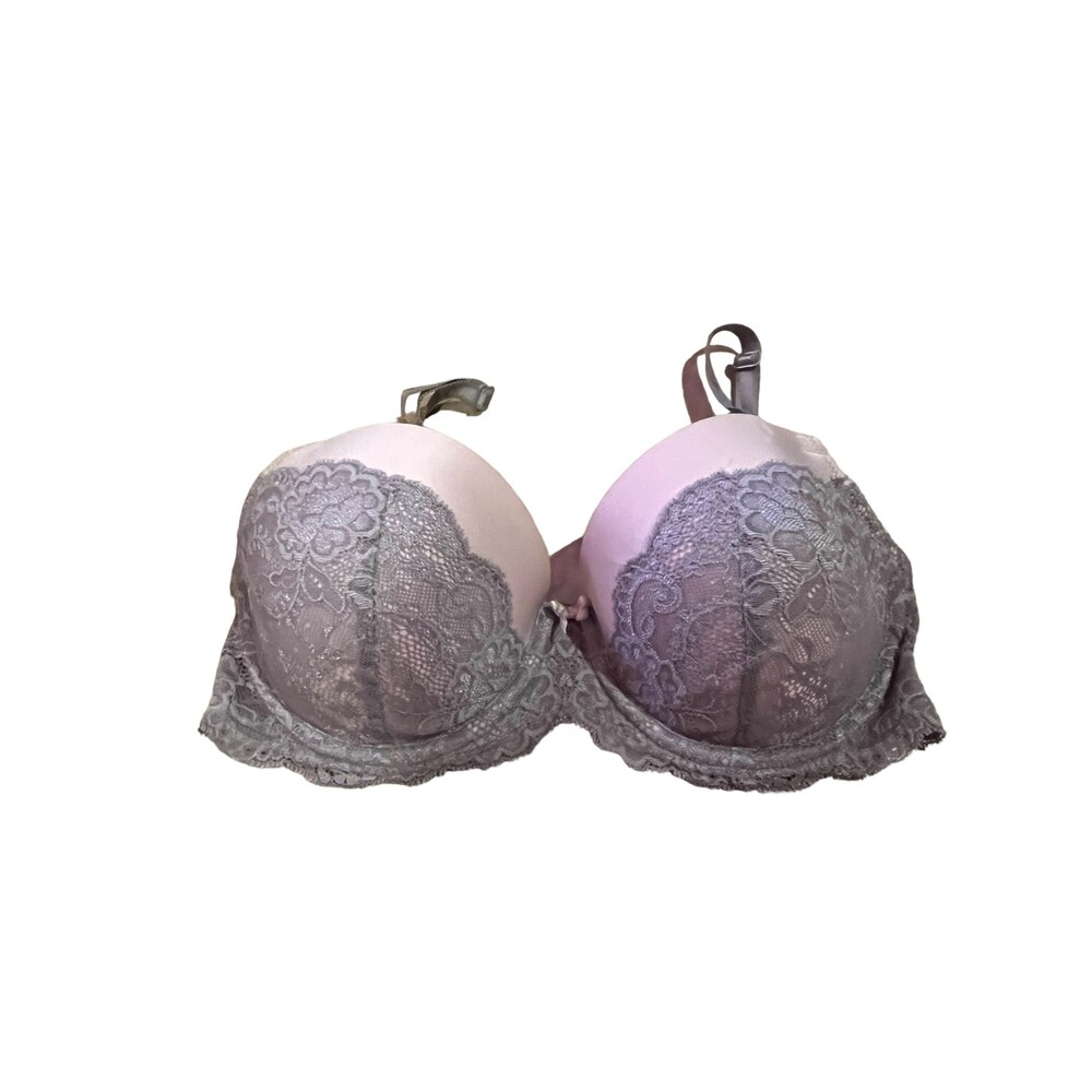Victoria's Secret Dream Angels Grey Lace & Light Pink Bra Size 32DD